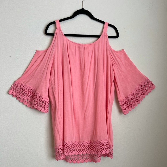 CROWN AND IVY COLD SHOULDER PEACH DRESS SIZE XL - Picture 2 of 5